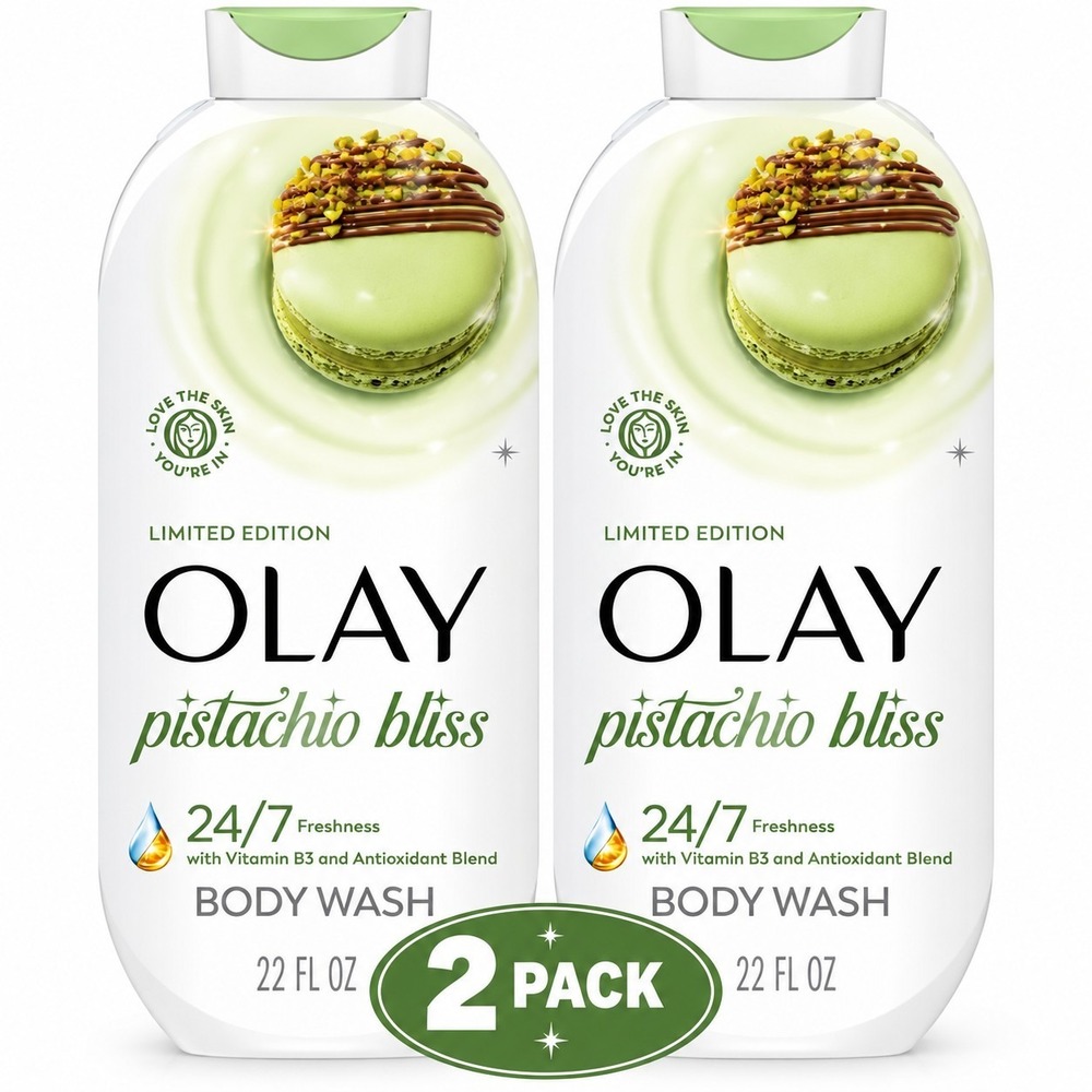 Olay Pistachio Bliss Body Wash 22 oz Limited Edition 24/7 Freshness 2 PACK